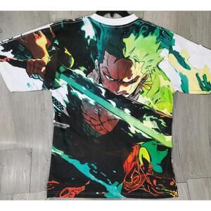 One Piece Luffy & Zoro Anime AOP T-shirt Crown Tag Manga Size XL Short Sleeve#10